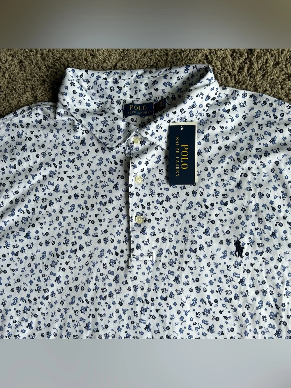 NWT Polo Ralph Lauren Shirt Mens 4XL TALL White/Blue Floral Classic Soft Cotton